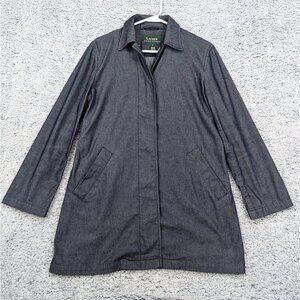 VTG Lauren Ralph Lauren Denim Trench Coat Size S Western Country Boho 90s Blue